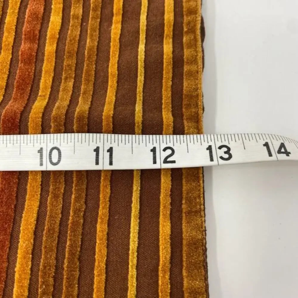 Pier One Velveteen Place Mats SET of 2 Rust Brown Striped Textured 19 x 13